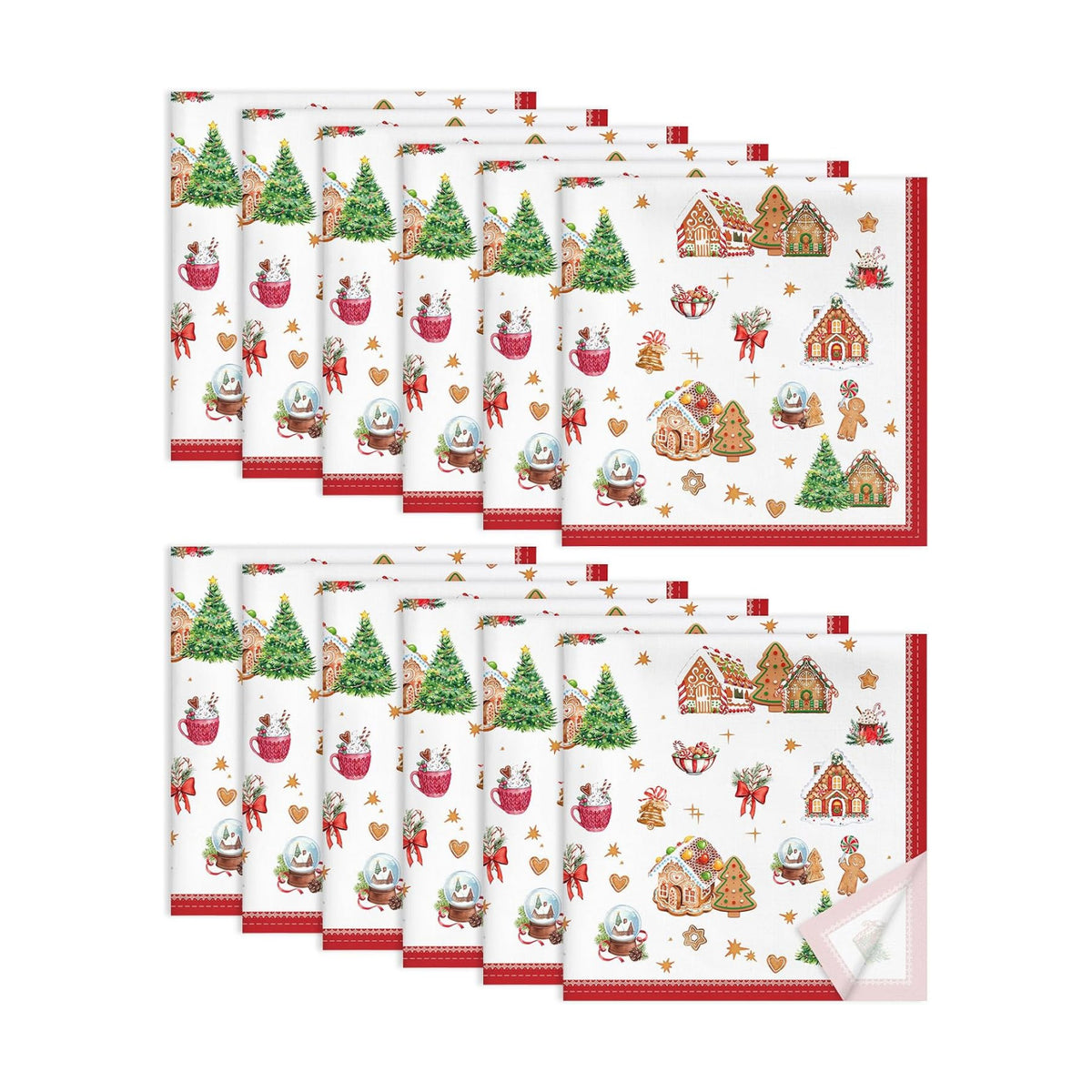 Christmas Gingerbread Cotton Cloth Napkins, 18×18 in, Set of 12