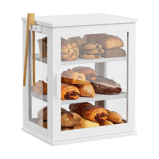 WOWLIVE Bread Box for Kitchen Countertop, 3 Layers Bread Storage Container | Large Bamboo Bread Bin for Homemade Bread