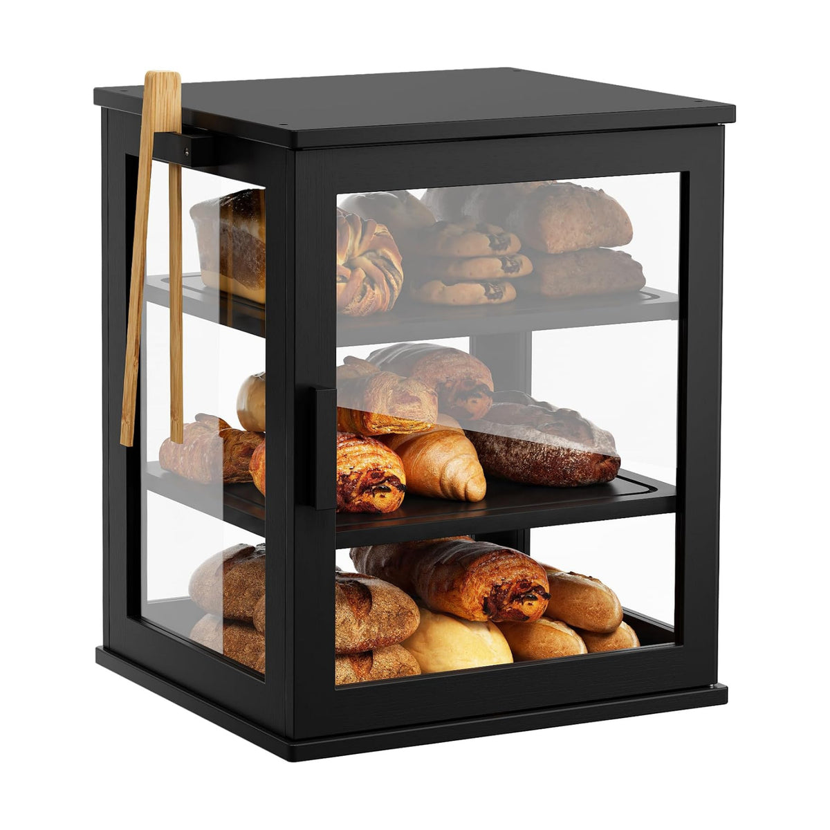 WOWLIVE Bread Box for Kitchen Countertop, 3 Layers Bread Storage Container | Large Bamboo Bread Bin for Homemade Bread