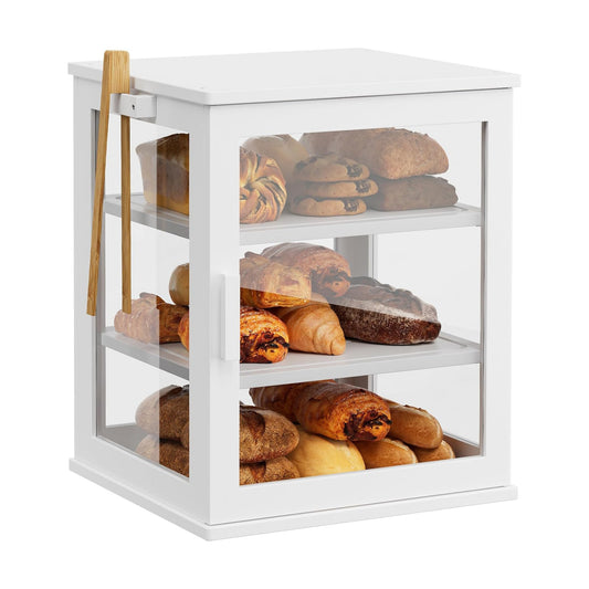 WOWLIVE Bread Box for Kitchen Countertop, 3 Layers Bread Storage Container | Large Bamboo Bread Bin for Homemade Bread