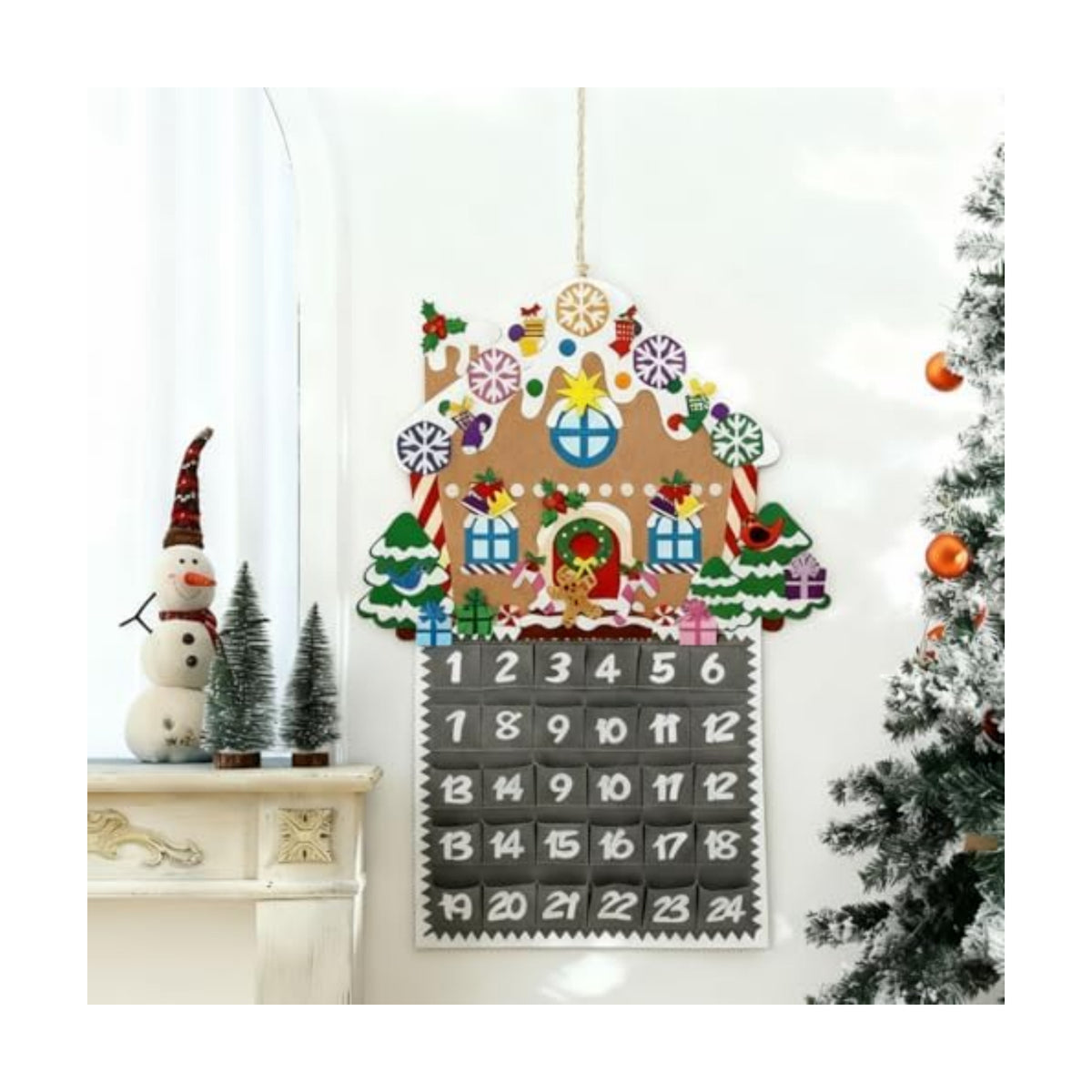 Watersay Christmas Felt Countdown Advent Calendar Wall Decor with 24 Pocket