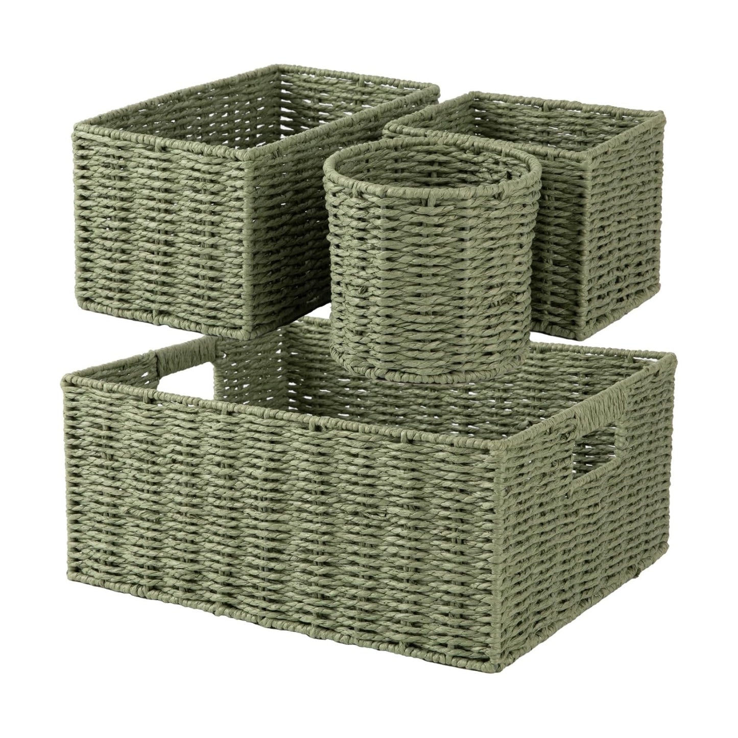 Wicker Baskets for Organizing / Green / Set of 4
