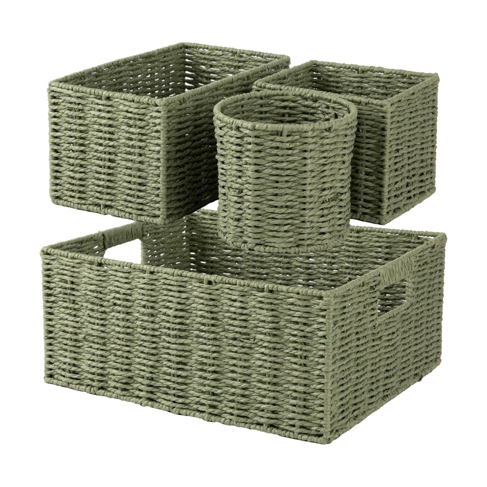 Wicker Baskets for Organizing / Green / Set of 4
