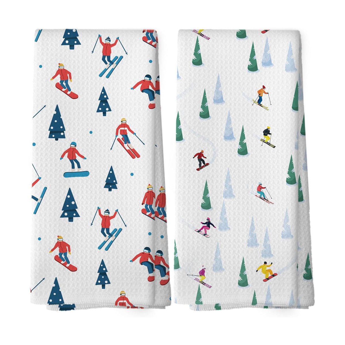 XPH Winter Skiing Kitchen Dish Towels Set of 2, Ski Lovers Gifts for Women Men, Skiing Gifts, Cozy Seasonal Winter Hand Towels Kitchen Tea Towel Decorations, 16x24inch