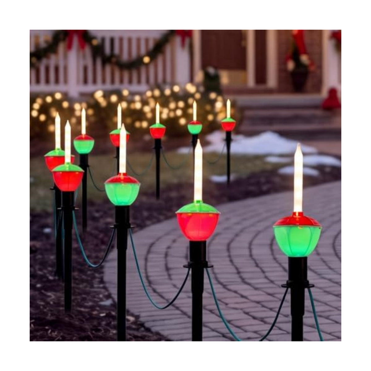 11.5FT Christmas Pathway Lights, 7PK LED Bubble Yard Stake Lights