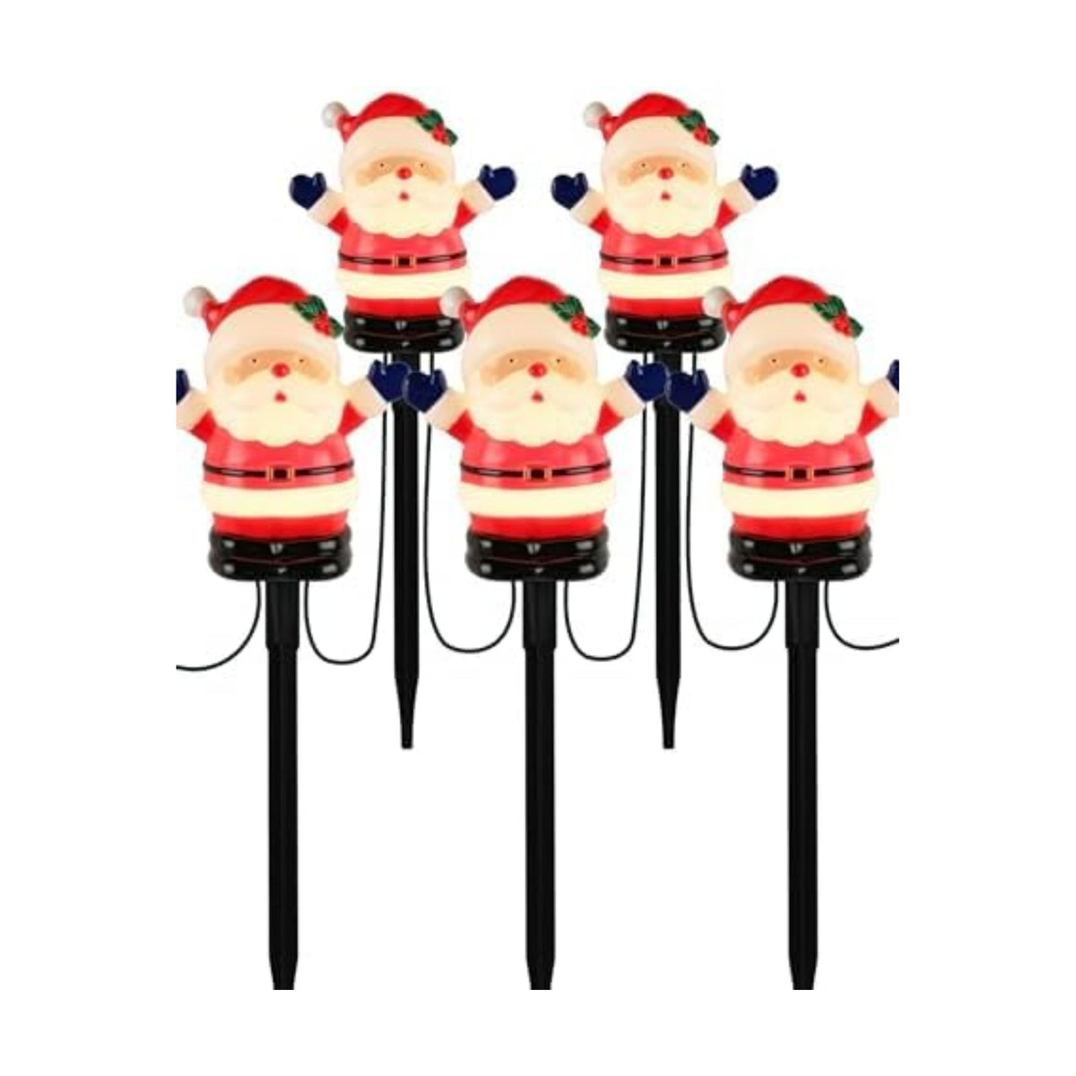 10.5FT Christmas Pathway Lights, 5PK LED Welcome Santa Yard Stake Lights