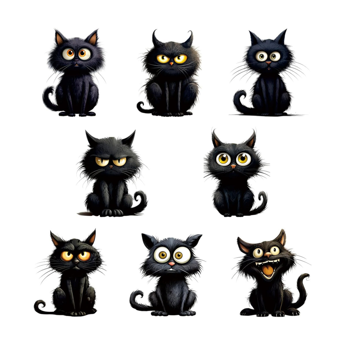 8 Pcs Halloween Tree Decoration Funny Cute Black Cat Designs Acrylic Pendant Cartoon Mini Kitten Halloween Tree Hanging Ornament DIY Craft Decoration Accessories for Holiday Party Supplies