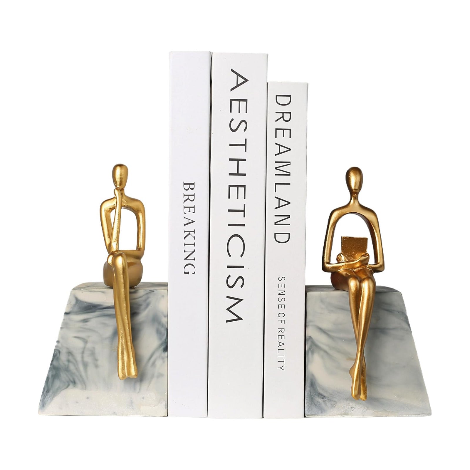 Book Ends / Heavy Duty Abstract Statue Decorative Bookends / Thinker
