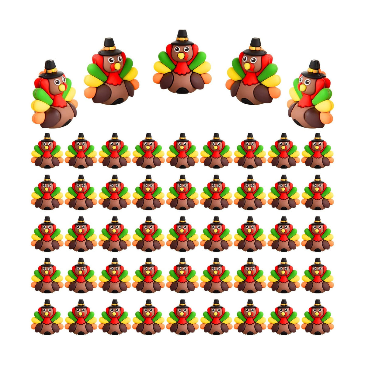 50 Pcs Mini Thanksgiving Turkey Figurines Tiny Turkey Figures Miniarue Animals Figurines Little Autumn Fall Ornaments to Hide and Seek for Thanksgiving Party Decorations (50)