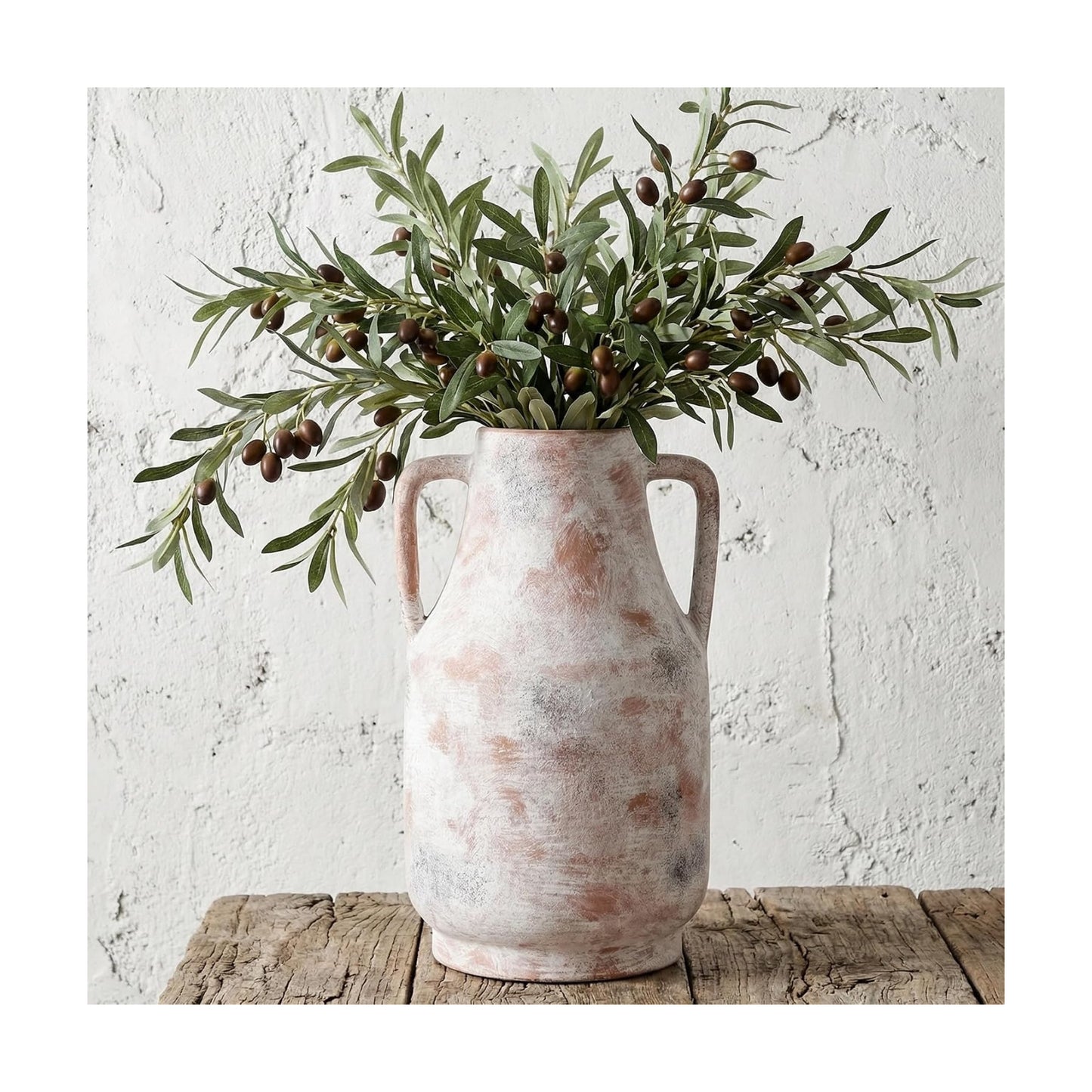 Tall Ceramic Vase / 11inch-terracotta / White / 11 Inch