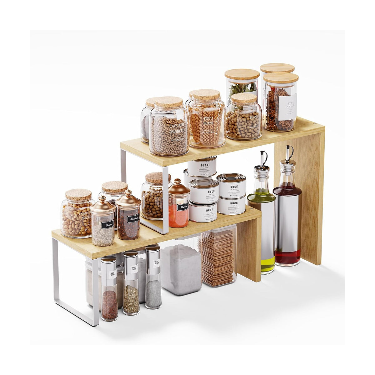 Cabinet Organizer Shelf, 2-Tier Kitchen Counter Organizer Corner Shelves Coffee Bar Organizers for Countertop Kitchen