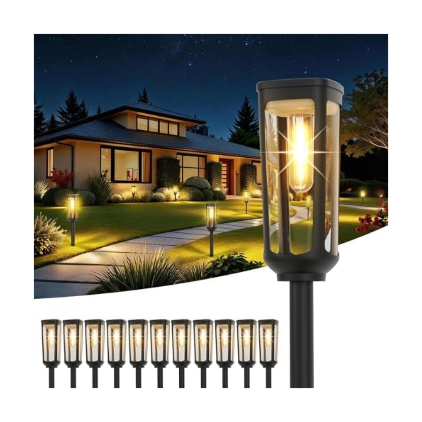 JEJOT Solar Pathway Lights Outdoor Waterproof, 12 Pack Solar Walkway Lights