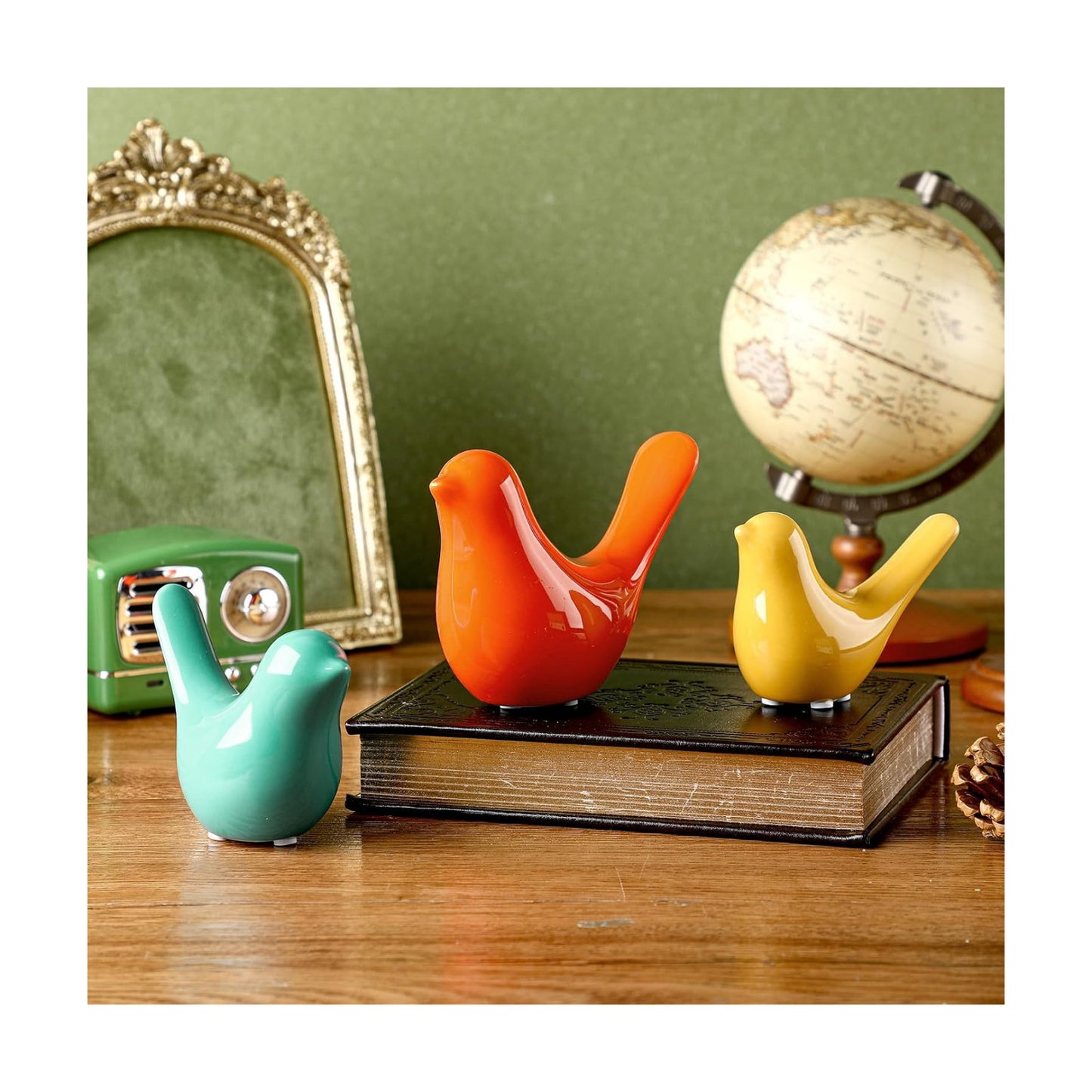 Mid Century Modern Decor Medieval Table Decor Ceramic Birds Blue / Classic / Orange / Set of 3