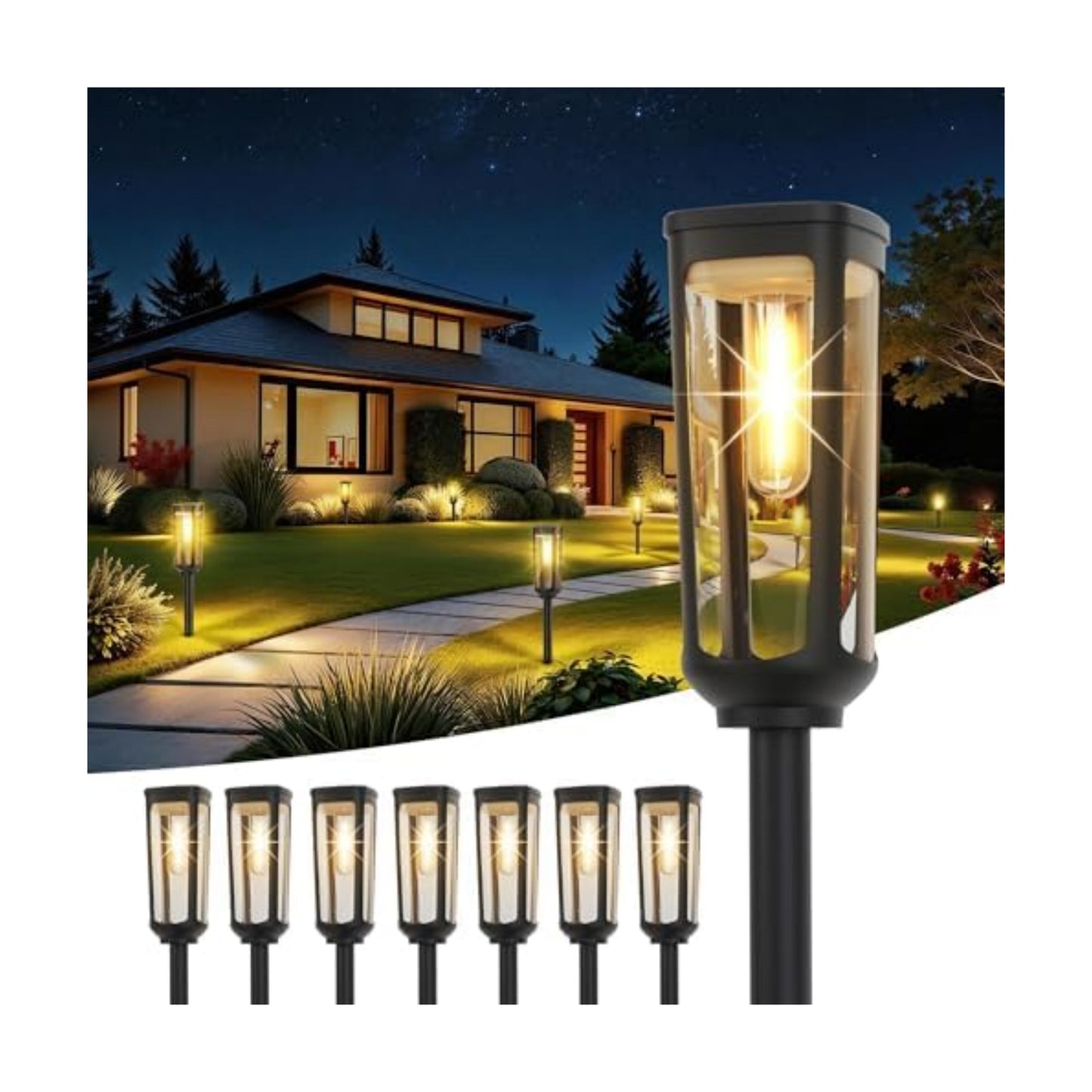 JEJOT Solar Pathway Lights Outdoor Waterproof, 8 Pack Solar Walkway Lights
