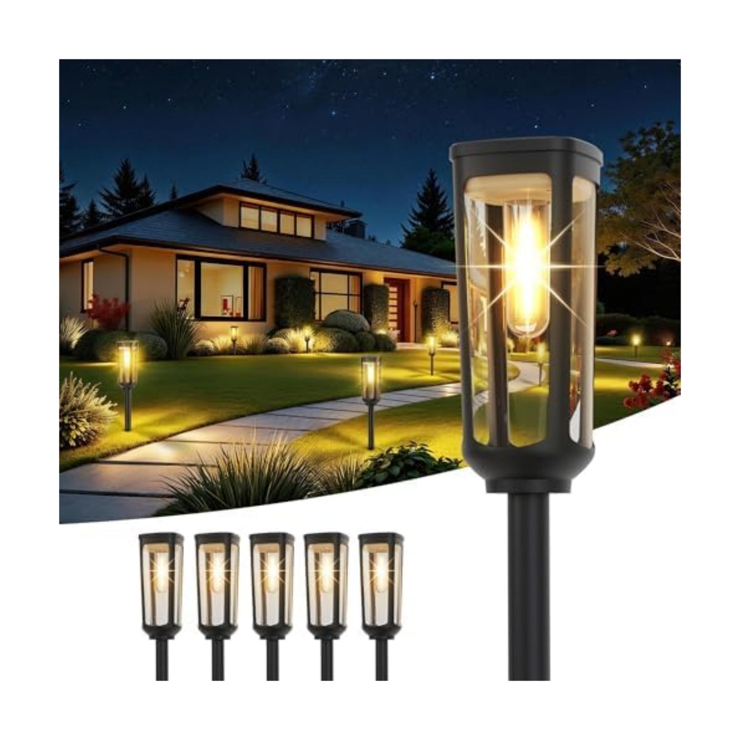 JEJOT Solar Pathway Lights Outdoor Waterproof, 6 Pack Solar Walkway Lights