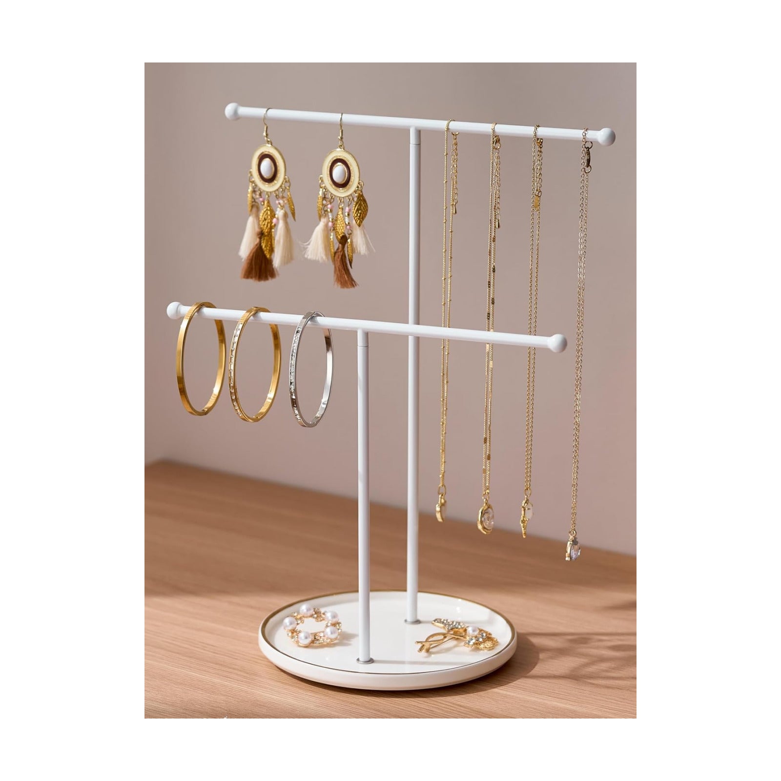 Ceramic Tray / White Jewelry Holder Stand / White Tray White Bar