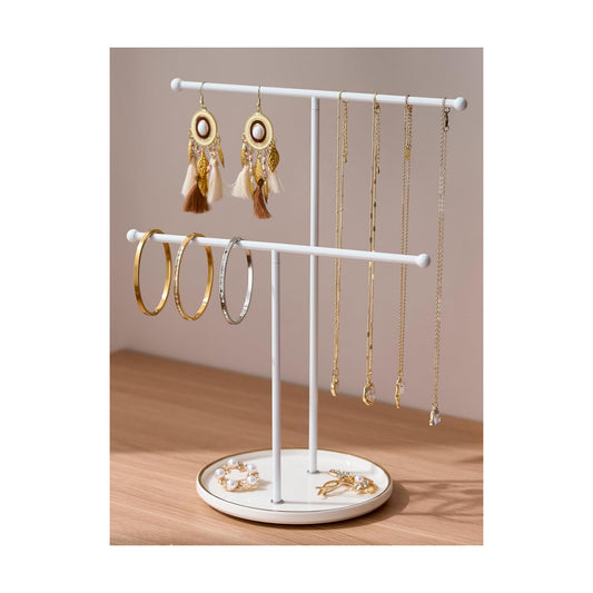 Ceramic Tray / White Jewelry Holder Stand / White Tray White Bar