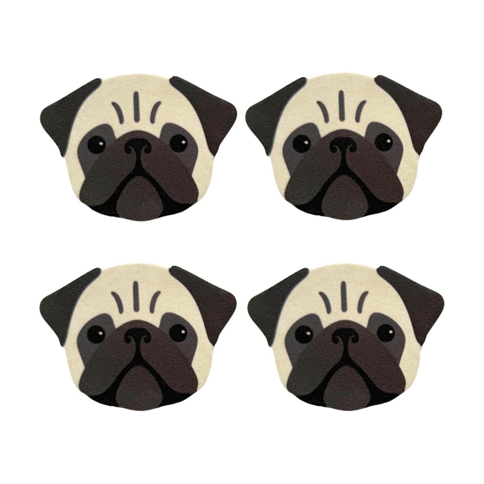 Dog Shaped Drink Coaster Pack Made from Durable Rubber / Set of 4