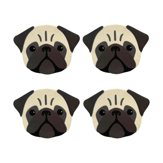 Dog Shaped Drink Coaster Pack Made from Durable Rubber / Set of 4