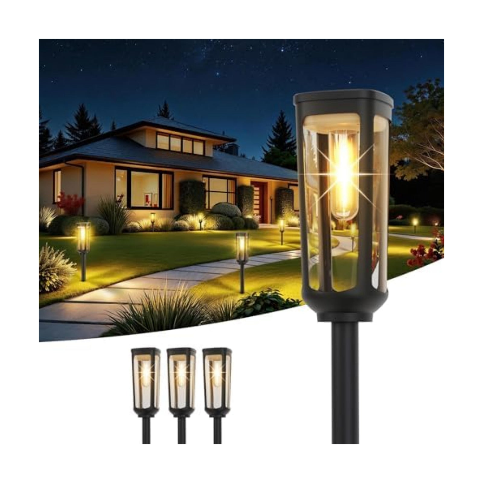 JEJOT Solar Pathway Lights Outdoor Waterproof, 4 Pack Solar Walkway Lights