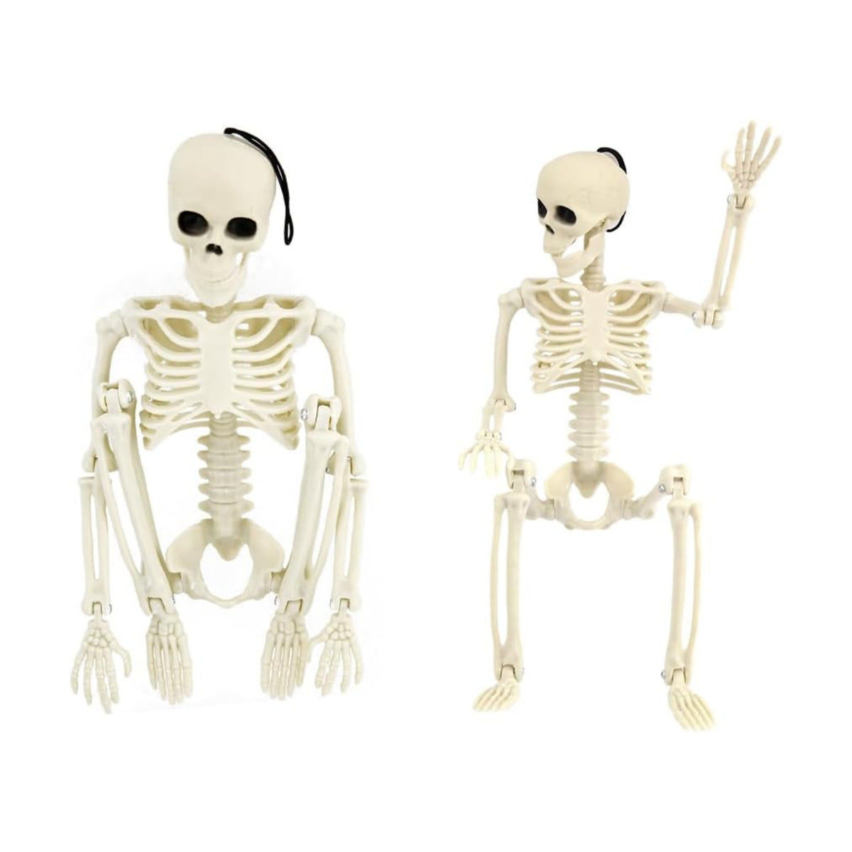 2 PCS 15.7" Posable Halloween Full Body Skeleton Decor with Movable Joints