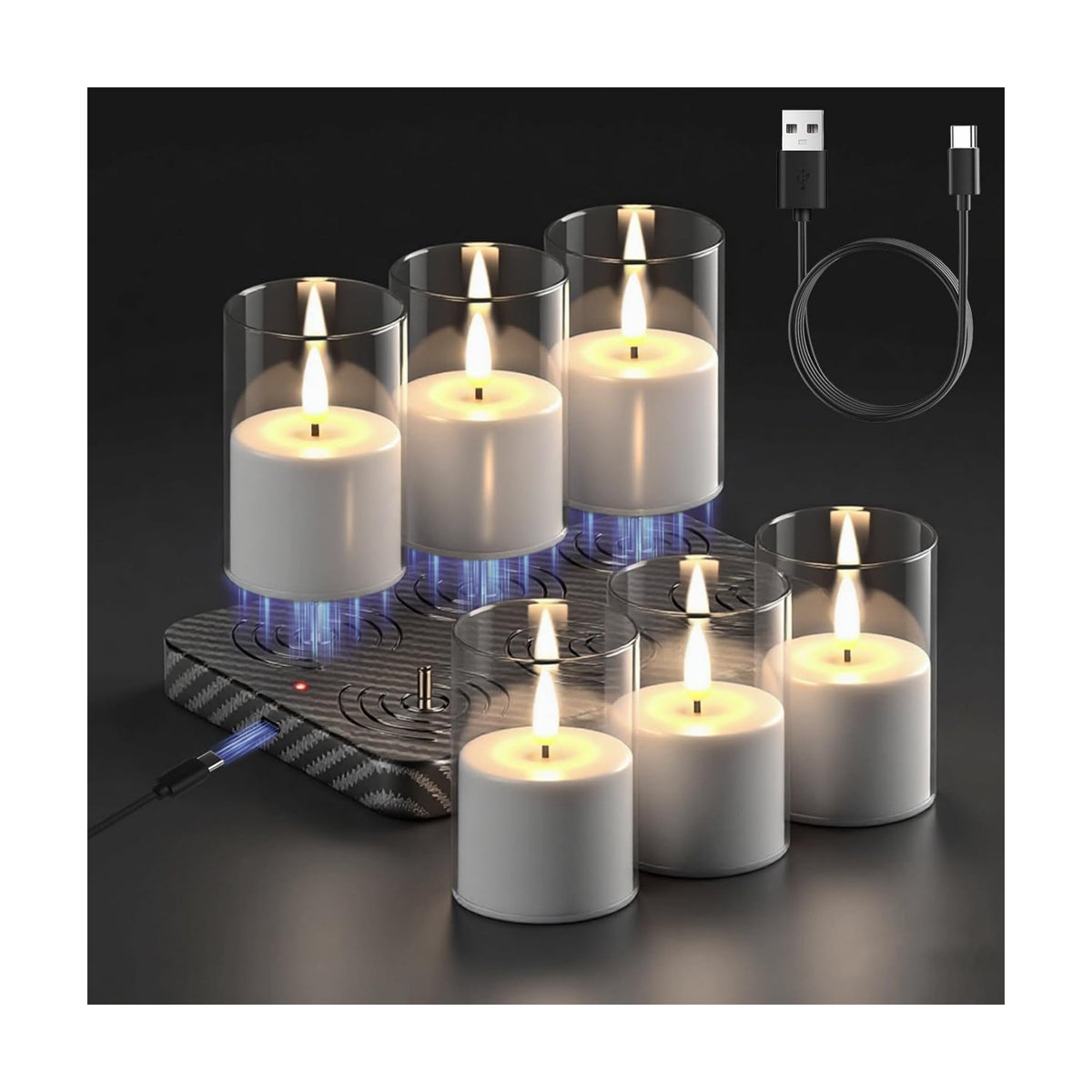 GenSwin Rechargeable LED Flameless Candles Battery Operated Remote Timer | Charging Base, Pillar LED Fake Candles