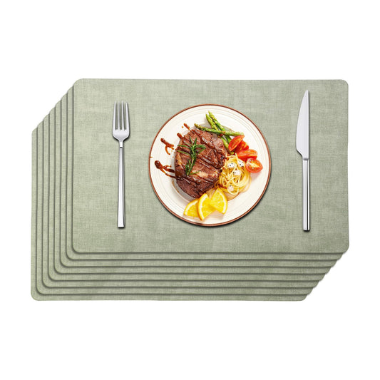 Maxpearl Faux Leather Placemats Set of 8, Easy to Clean, Light Green | Waterproof - Heat Resistant - Non Slip - Wipe