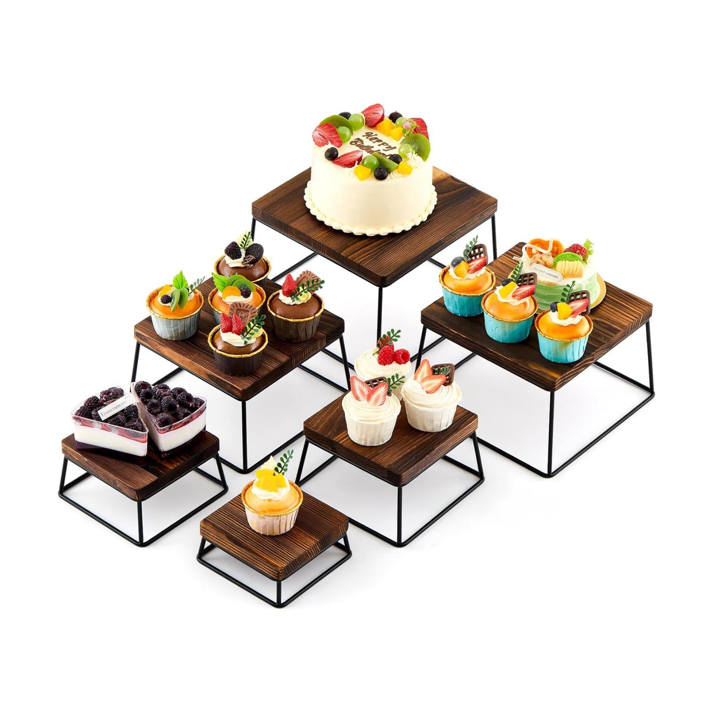 Wood Cupcake Display Stand Rustic Dessert Table Wood Risers Display Stands / Set of 6