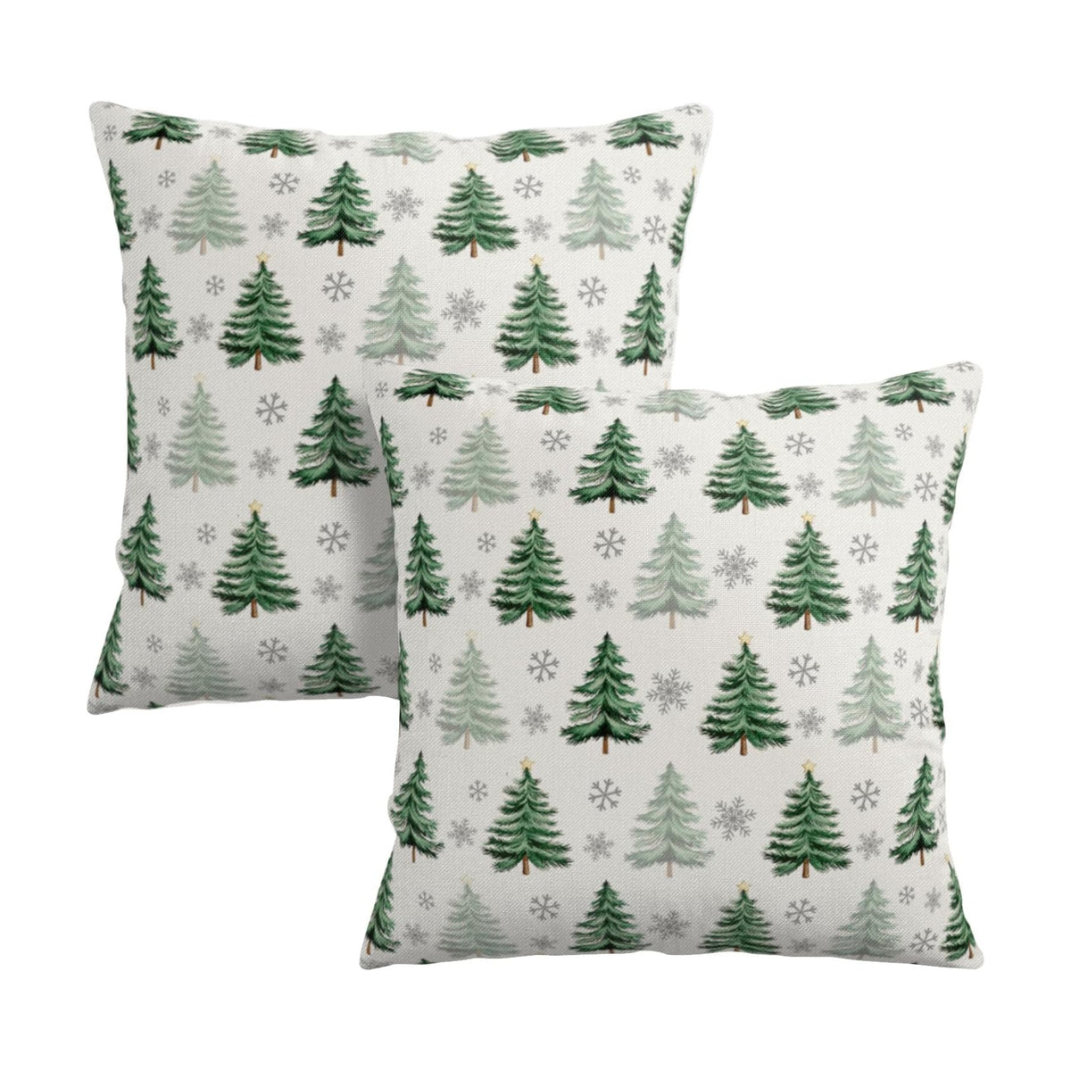 Christmas Tree Pillow Covers 24x24 Set of 2 Green Xmas Outdoor Decorative Throw Pillow Cases Neutral Rustic Nature Forest Winter Snowflake Pillowcases for Farmhouse Living Room Decor