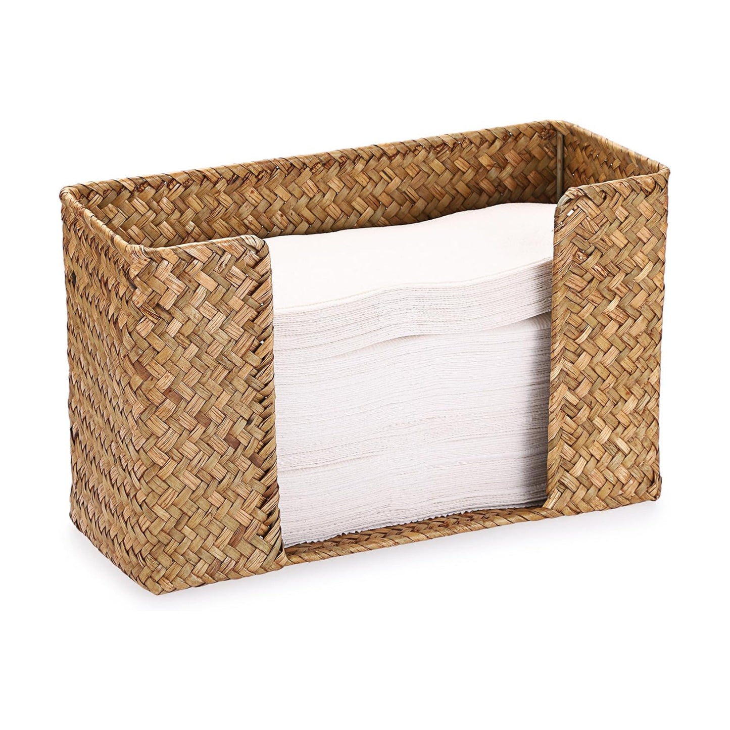 Folded Paper Towel Holder Wicker Countertop Paper Towels Dispenser / Caramel