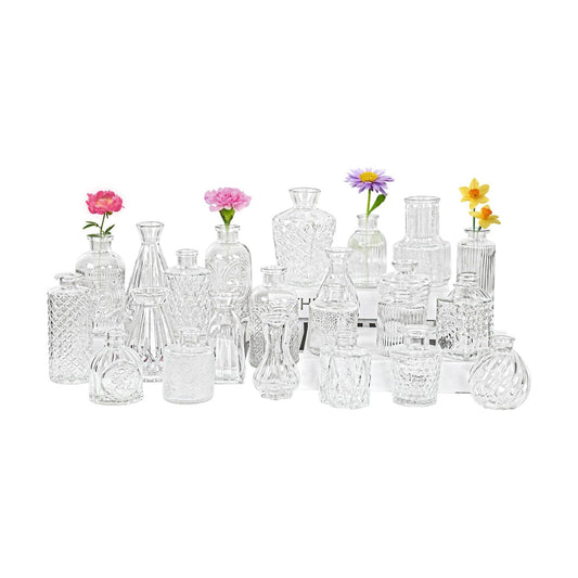 Glass Bud Vase Set / Clear / Set of 24