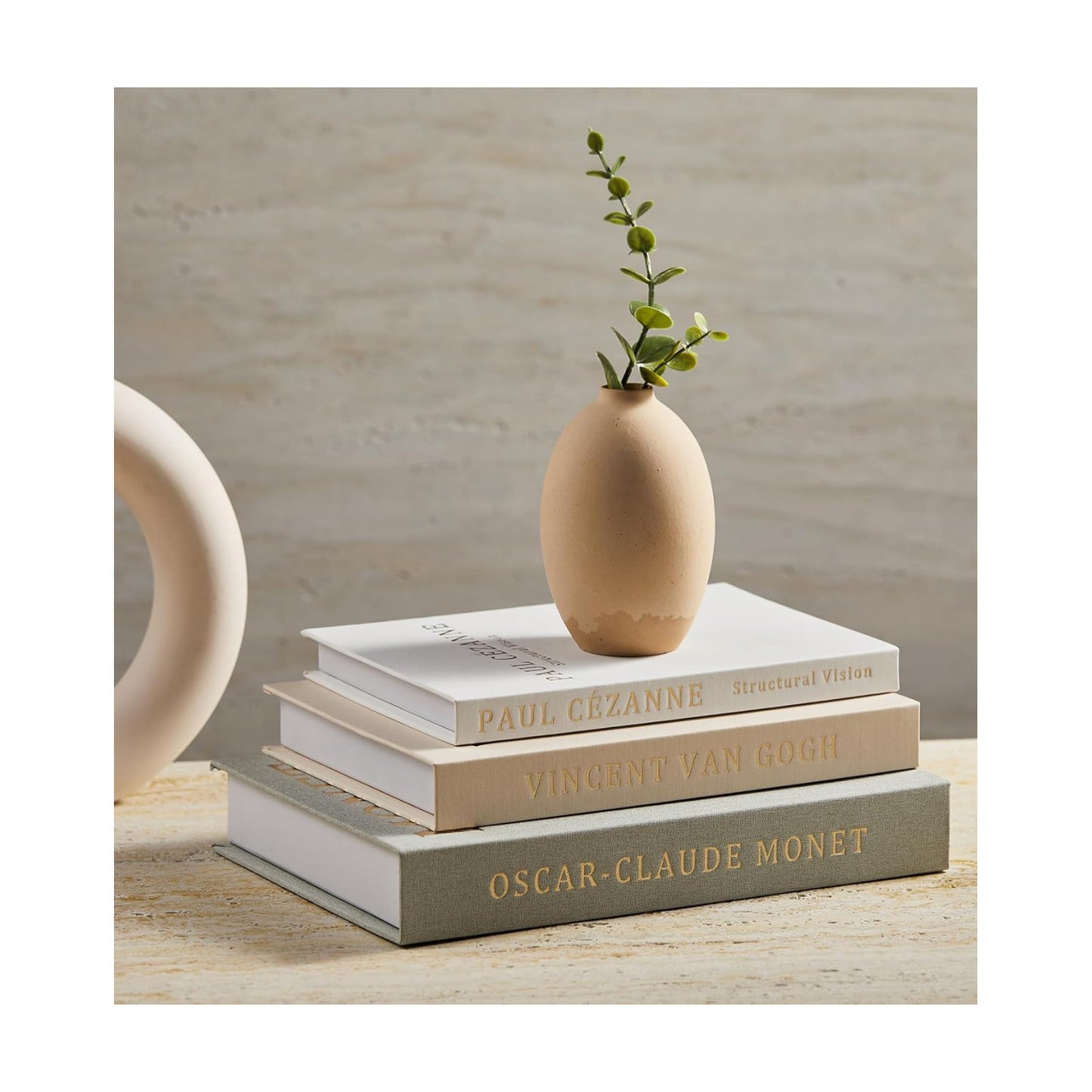 Faux Decor Book Storage Box for Decoration / Green/beige/white / Set of 3