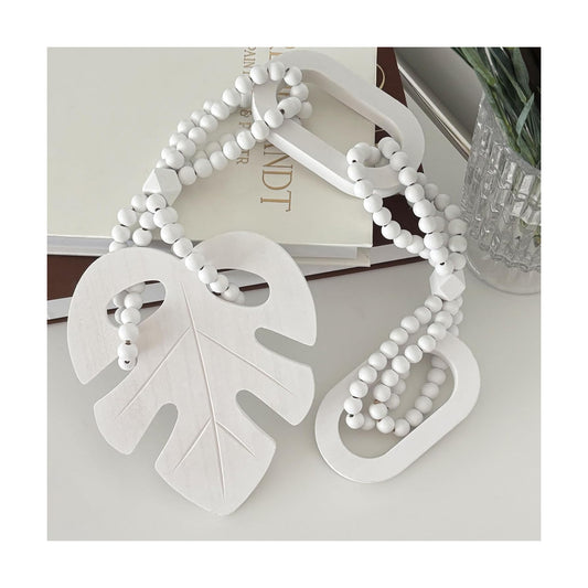 Knot Beaded Garland Decor / White
