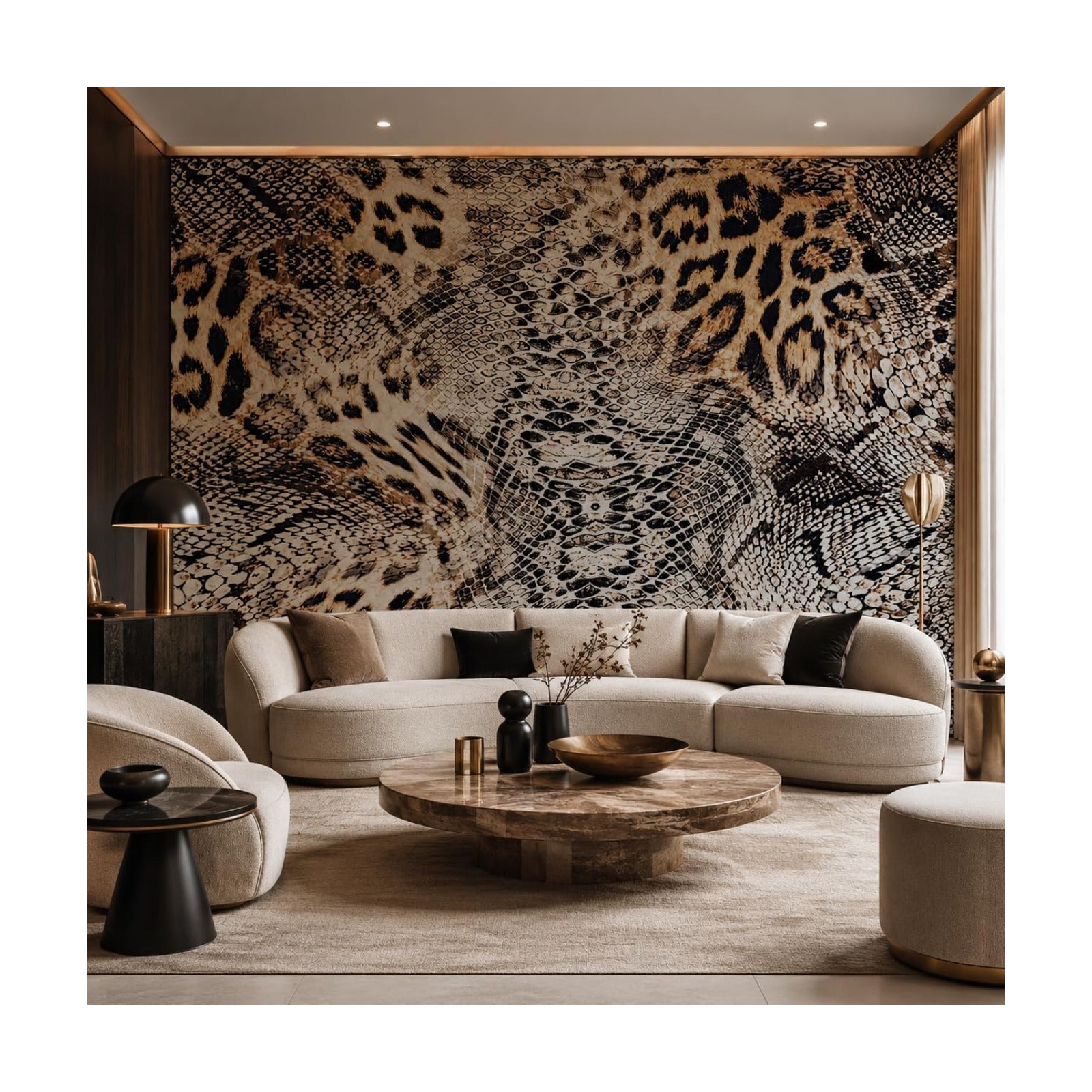 Print Wall Murals Peel and Stick " Large Canvas Cheetah Snake Wallpaper Self / 144 x 100 / Leopard