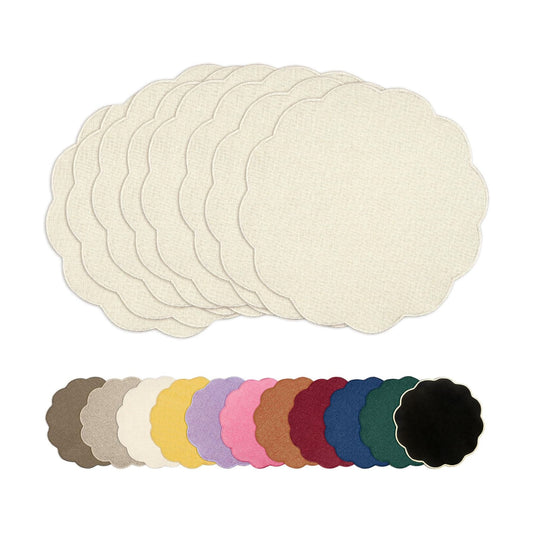 AHHFSMEI Round Faux Linen Placemats Set of 8 Heat Resistant Non-Slip Stain Proof Table Mats for Kitchen Dining Elegant