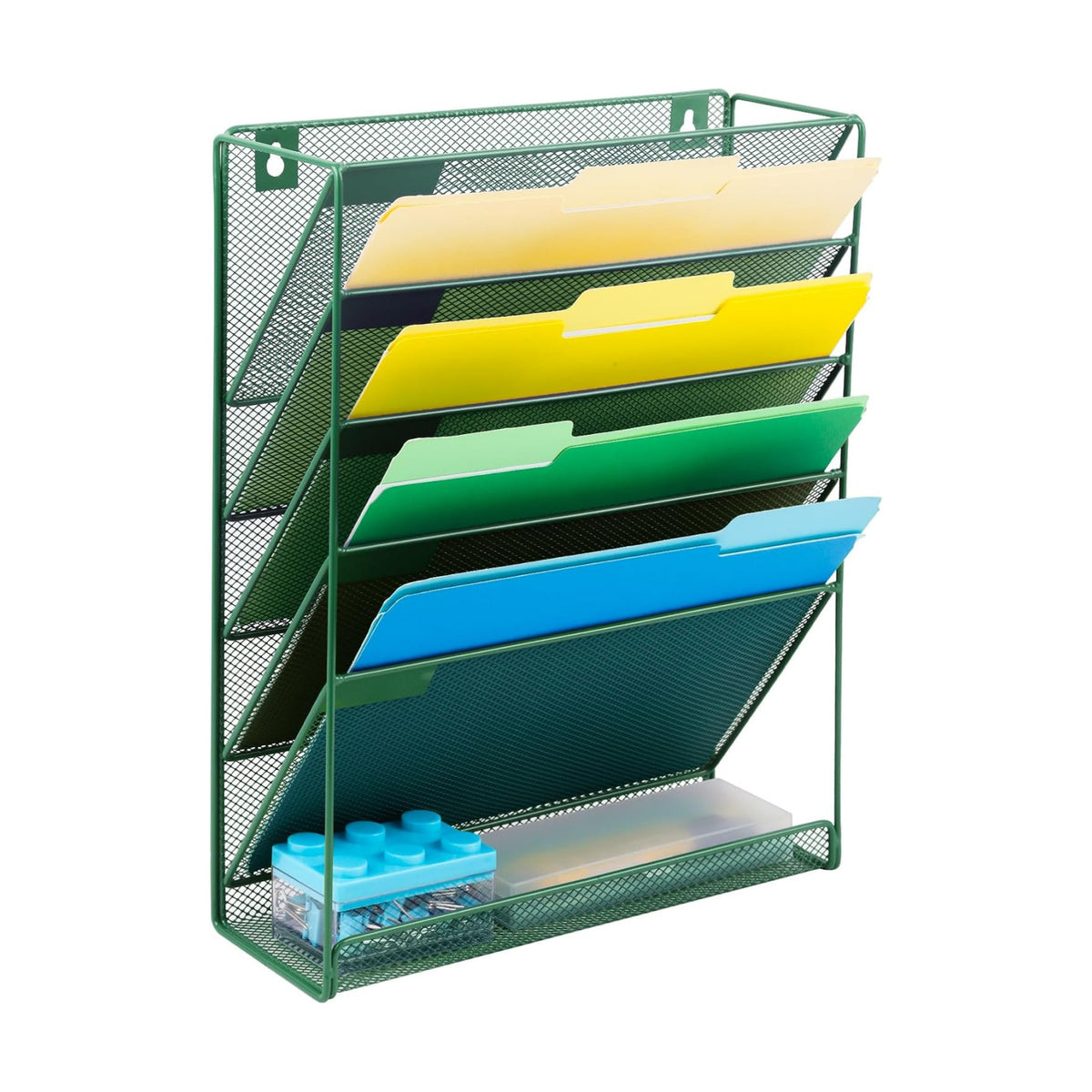 Desk File Organizer Mesh 6-Tier, Hanging Wall Mount Document Organization Stand, Desktop Vertical Mail Paper Folder