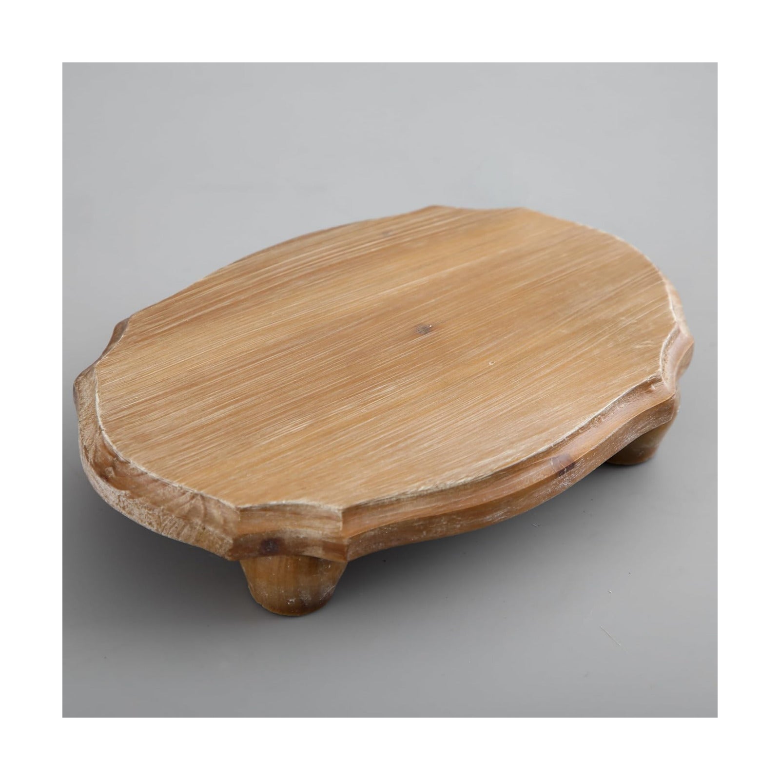 Farmhouse Pedestal Stand Tray / Wood
