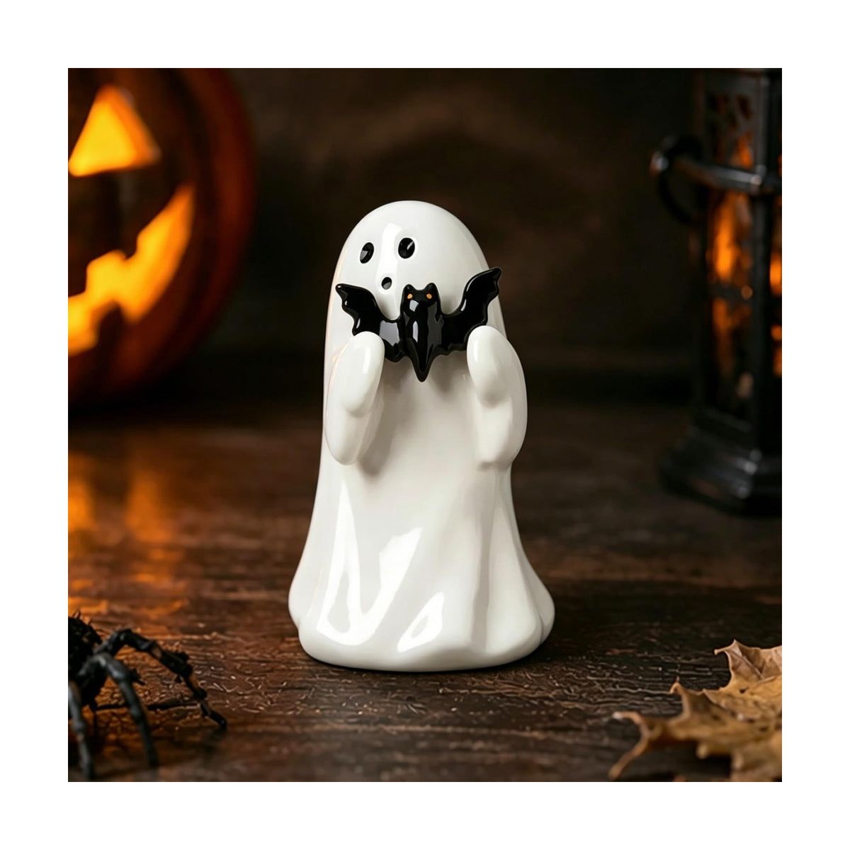 Halloween Ghost Figurine with Holding Bat Ghost Statue