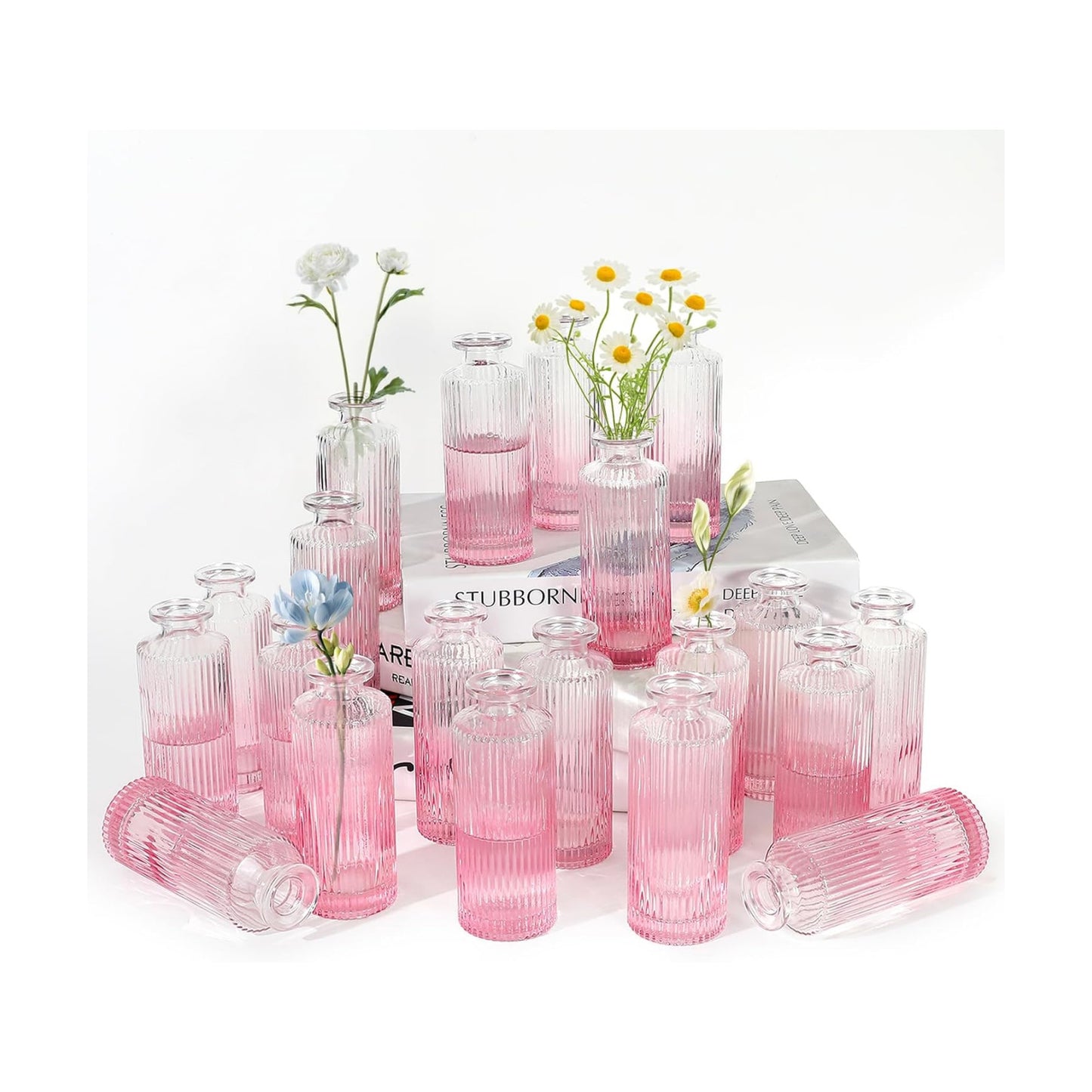 Glass Bud Vases / Pink / Set of 20