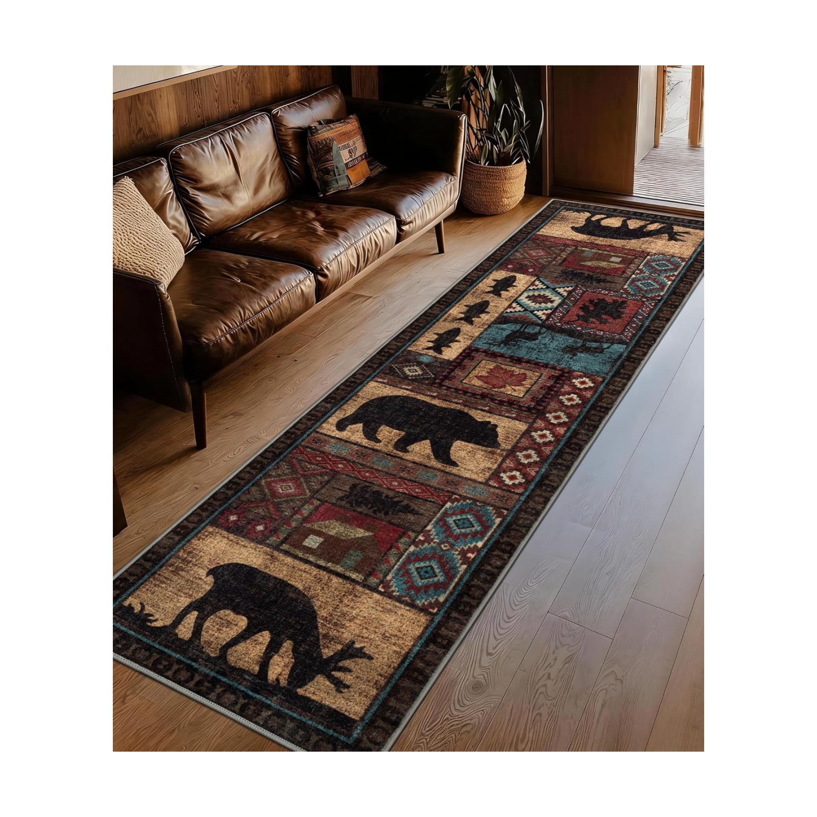 YIHOUSE Washable Rustic Cabin Runner Rug 2x8 Hallway