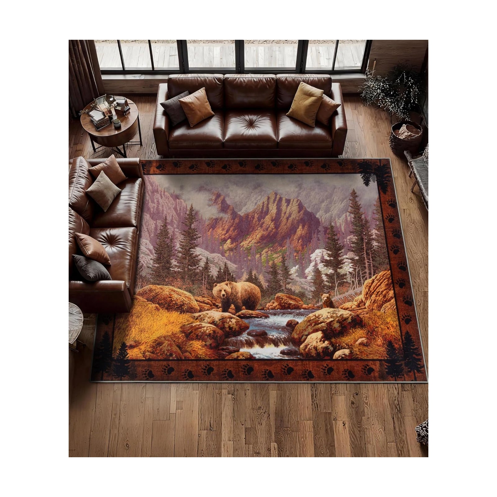 YIHOUSE 8x10 Mountain Bear Area Rugs for Living Room