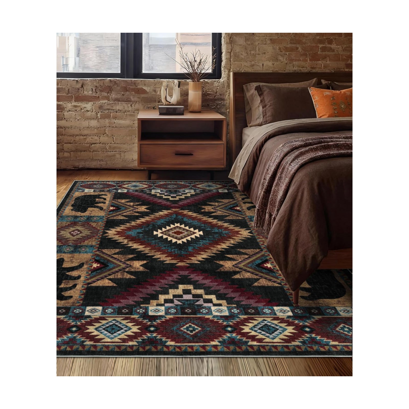 YIHOUSE Washable Western Cabin Area Rugs 4x6 Brown