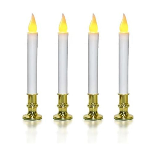 Window Candles Battery Operated with 6H On/18H Off Timer, 4PK
