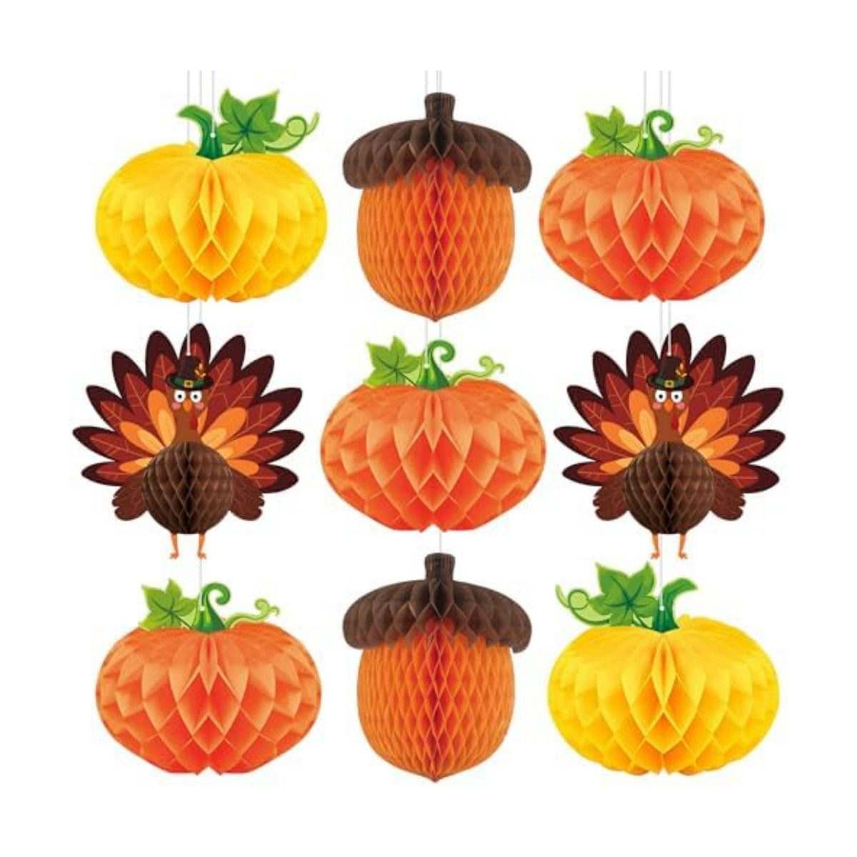 KatchOn Thanksgiving Hanging Decorations, Pack of 9 Turkey Centerpieces