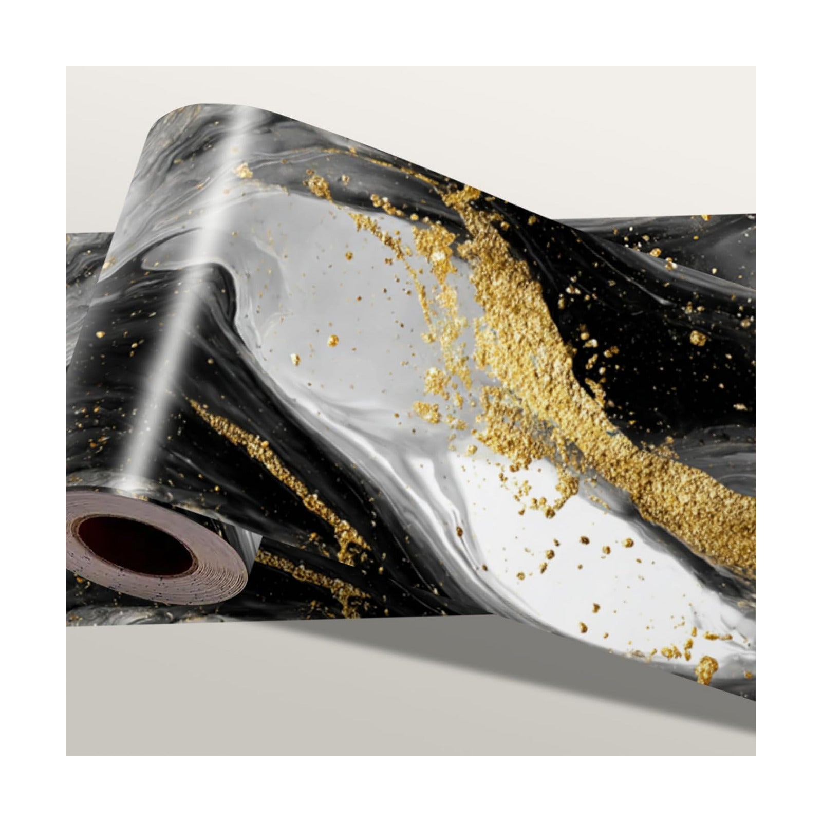 Wallpaper Border Peel and Stick Wall Border White Gold Pattern / Marble Wave / Black / 196 x 4