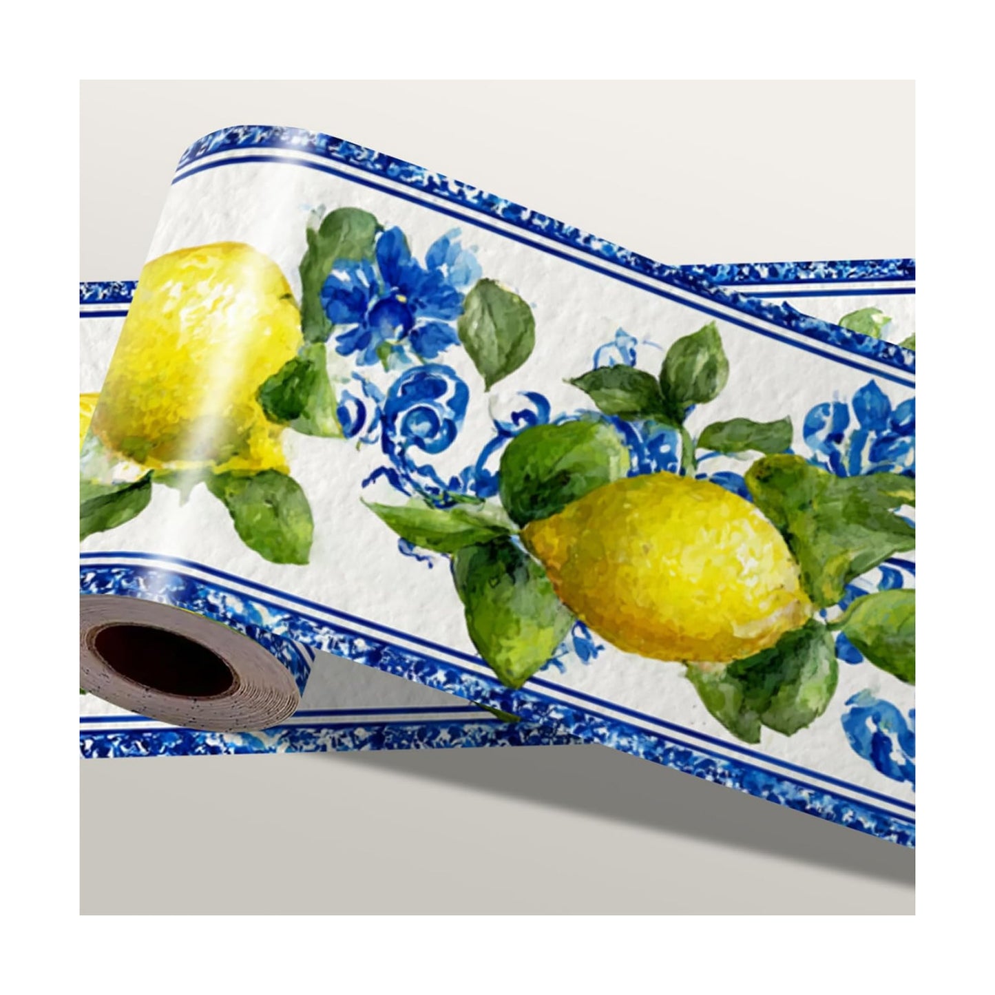 Lemon Wallpaper Border Peel and Stick Wall Border Citrus Fruit Pattern / Lemon / Yellow / 196 x 4