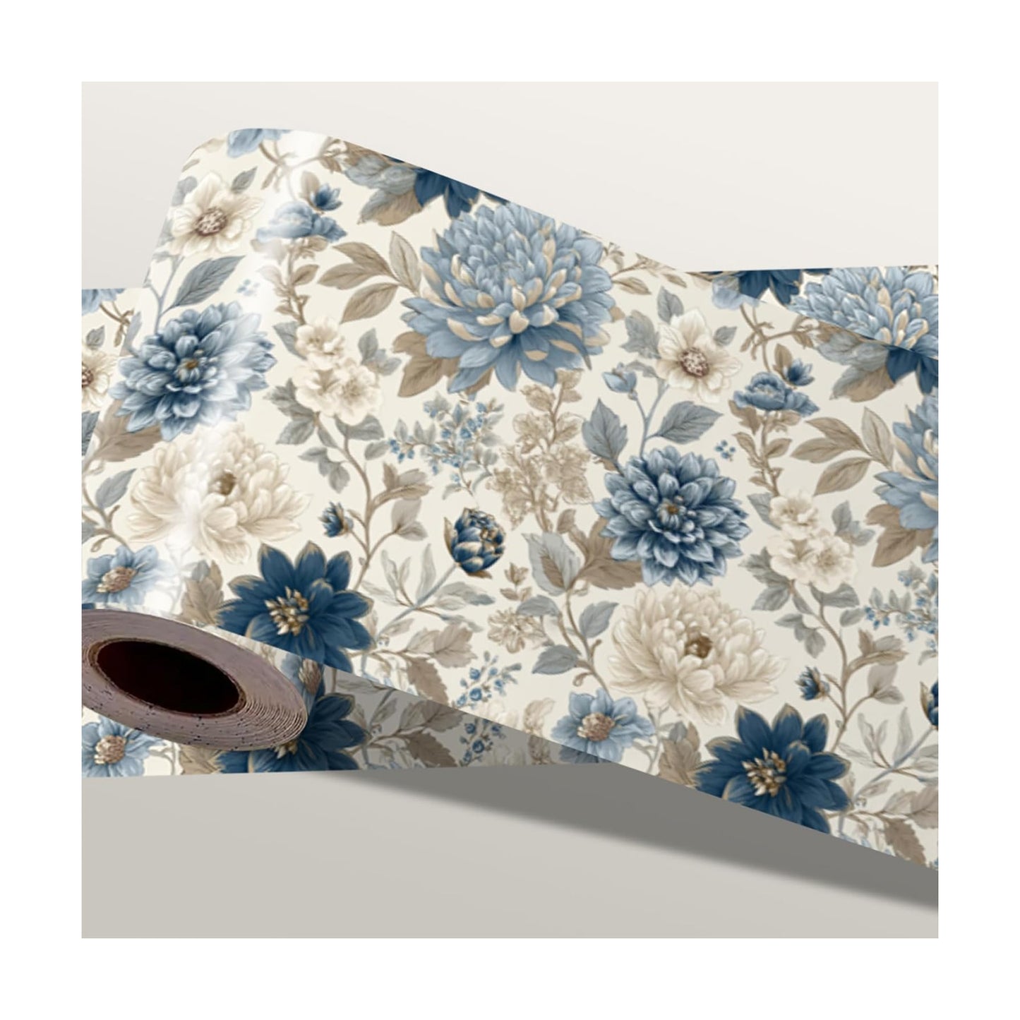 Blue Floral Wallpaper Border Peel and Stick Removable Vinyl Wall Border / Blue Floral#2 / 196 x 4