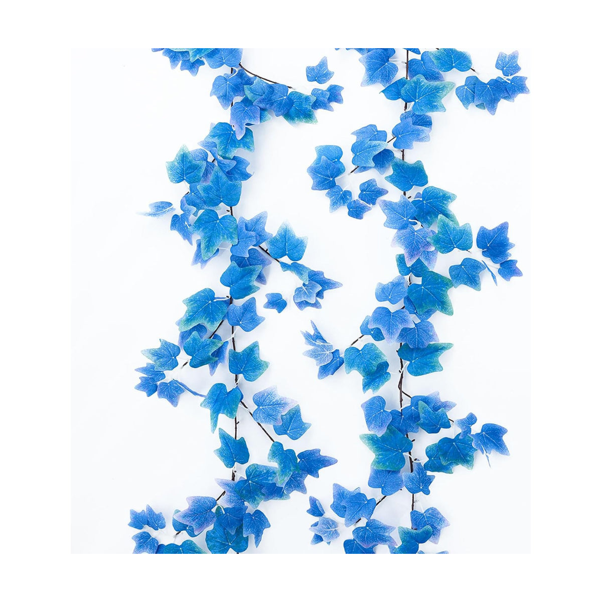 Mizii 2 Strands Artificial Vines Blue Ivy Garland 74" Fake Vine with Silk Leaves Faux Hanging Plants Greenery Decoration for Outdoors Wedding Party Indoor Bedroom Home Wall Room Decor (Blue)