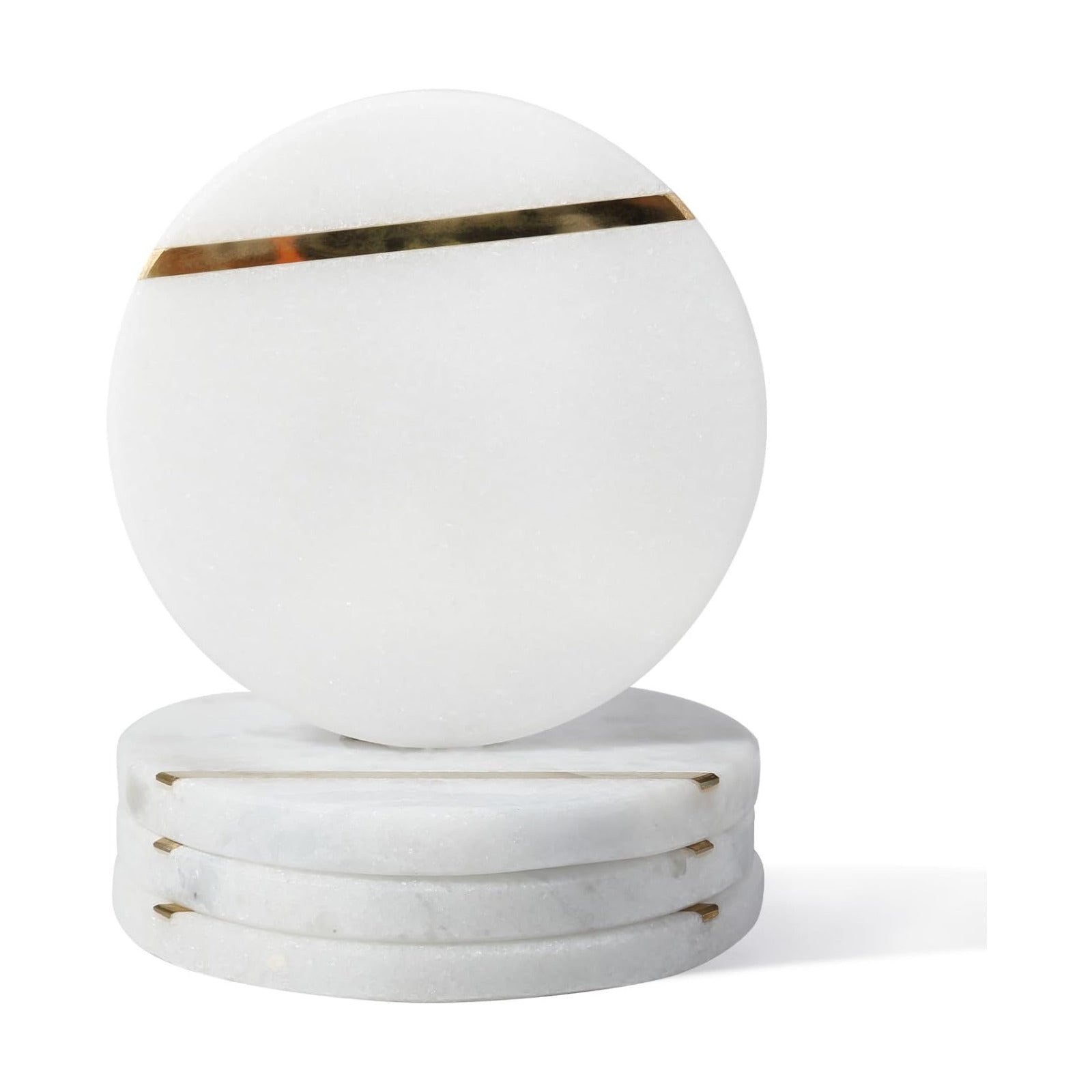 4" Stone Coaster for Drinks Coffee / White&gold / Set of 4