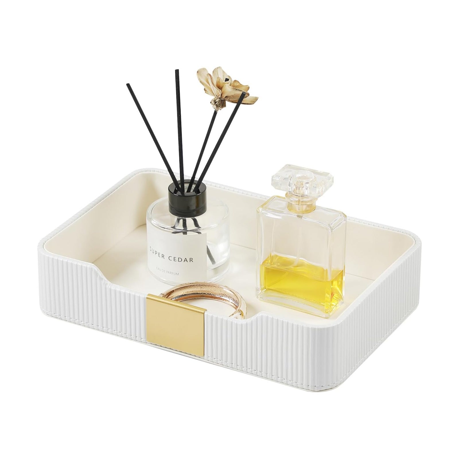 Valet Tray Desktop Storage Organizer / White